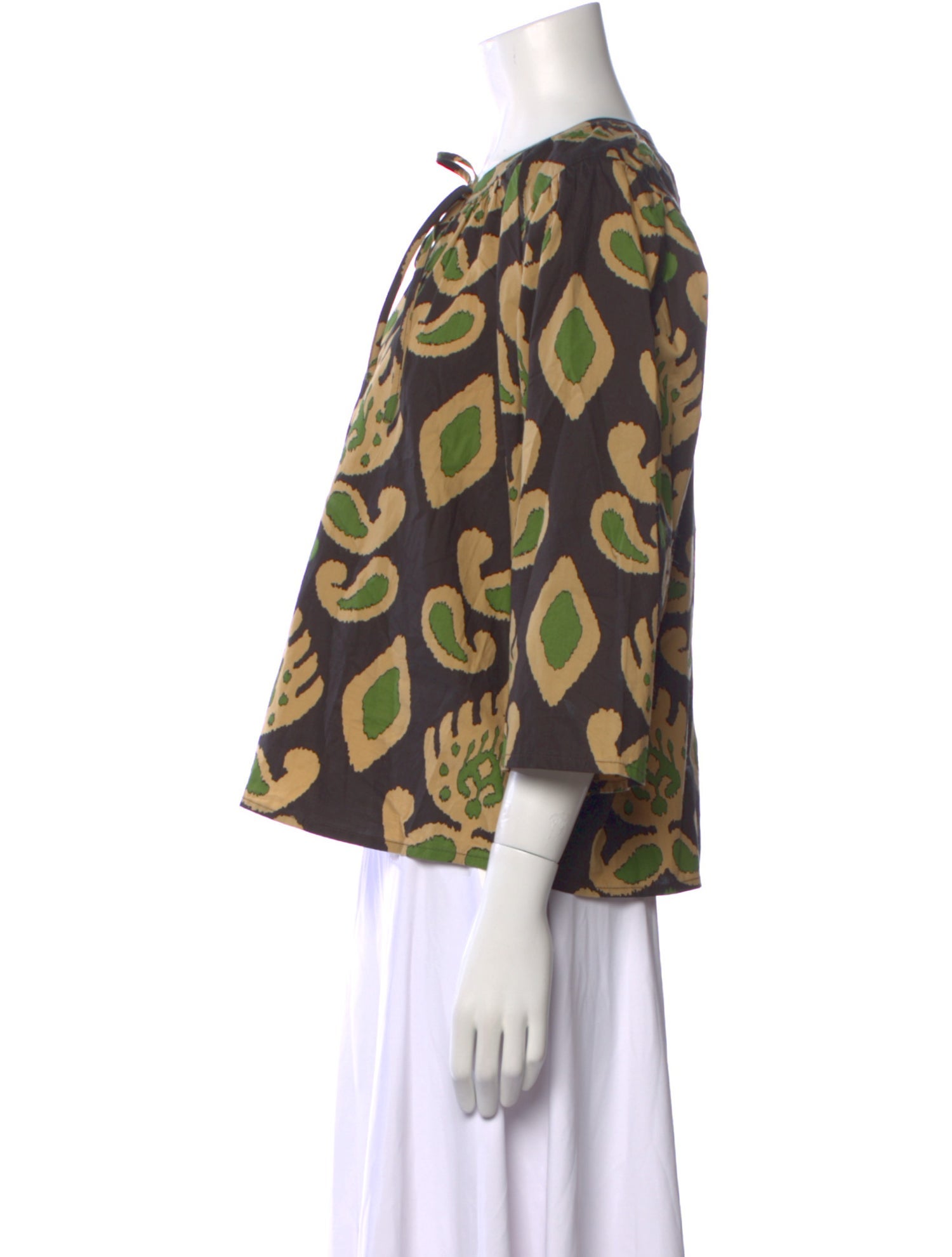 Calypso St. Barth Printed Tie Neck Blouse